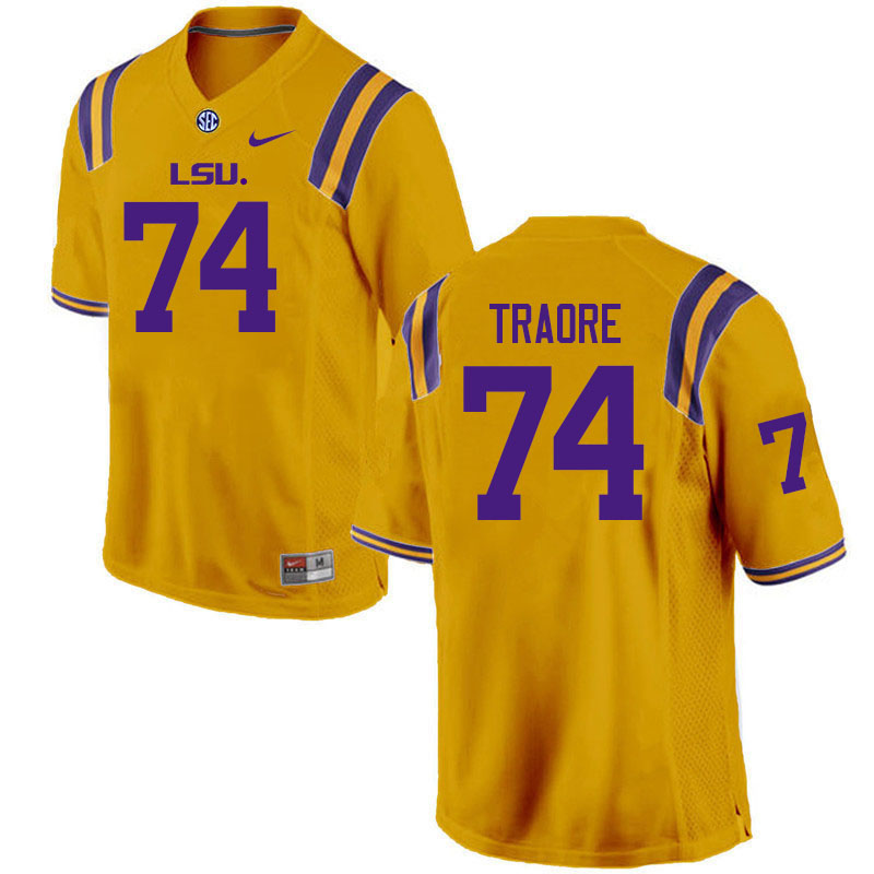 LSU Tigers #74 Badara Traore College Football Jerseys Stitched Sale-Gold